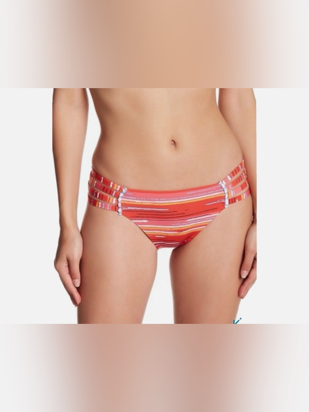 NWOT Dolce Vita Bikini Bottoms | Orange Cheeky Striped | Large